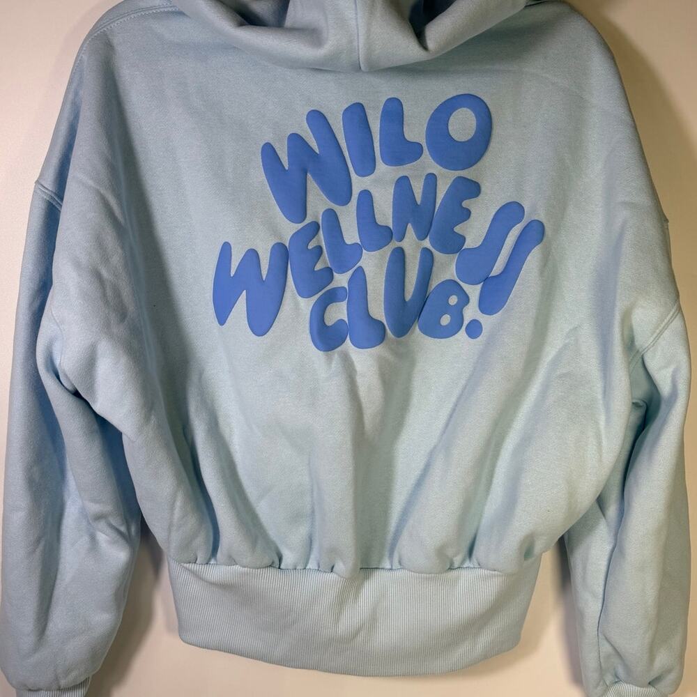 Wilo The Label Wellness Club Crop Zip Hoodie Blue Women’s Size M - Picture 2 of 8
